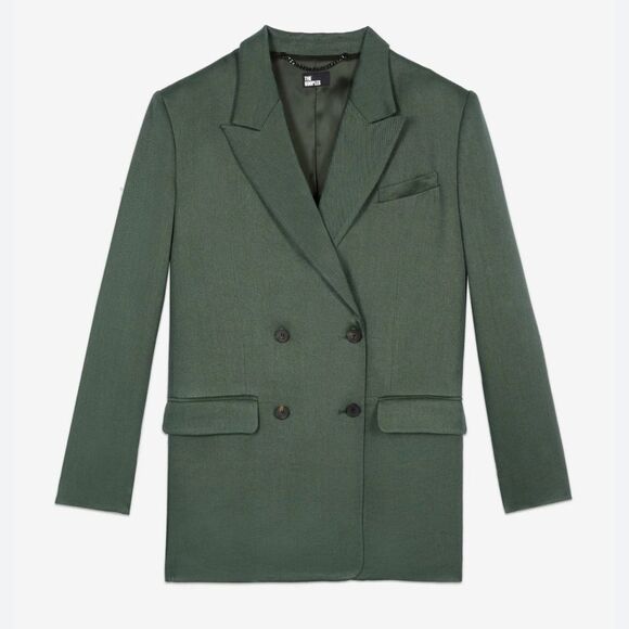 $595 The Kooples NWT twill blazer in Khaki - Picture 3 of 11